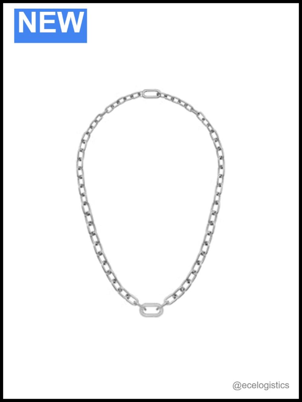 Crystal Link Chunky Chain Necklace Silver Stainless Steel